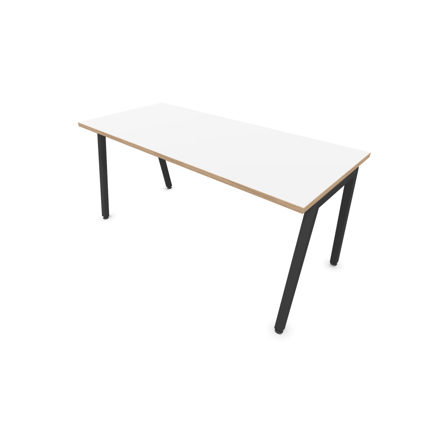 Narbutas Nova A Schreibtisch 1600x700mm -  Gestell Dunkelgrau  - Weiss mit Holzkante - 6023893