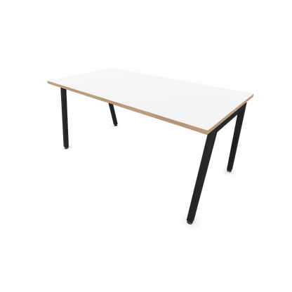Narbutas Nova A Schreibtisch 1600x800mm - Gestell Schwarz  - Weiss mit Holzkante - 6023902