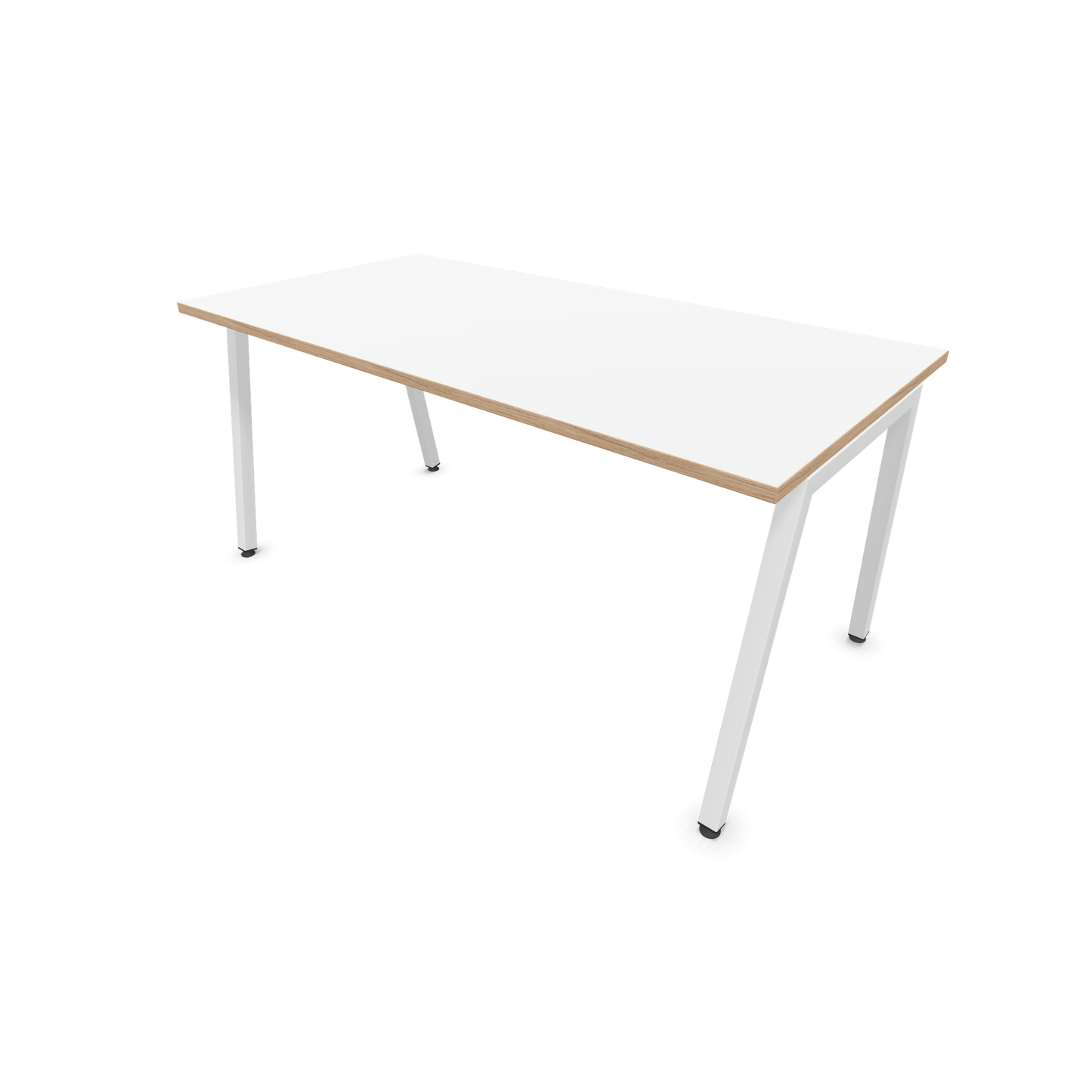 Narbutas Nova A Schreibtisch 1600x800mm - Gestell Weiss  - Weiss mit Holzkante - 6023911