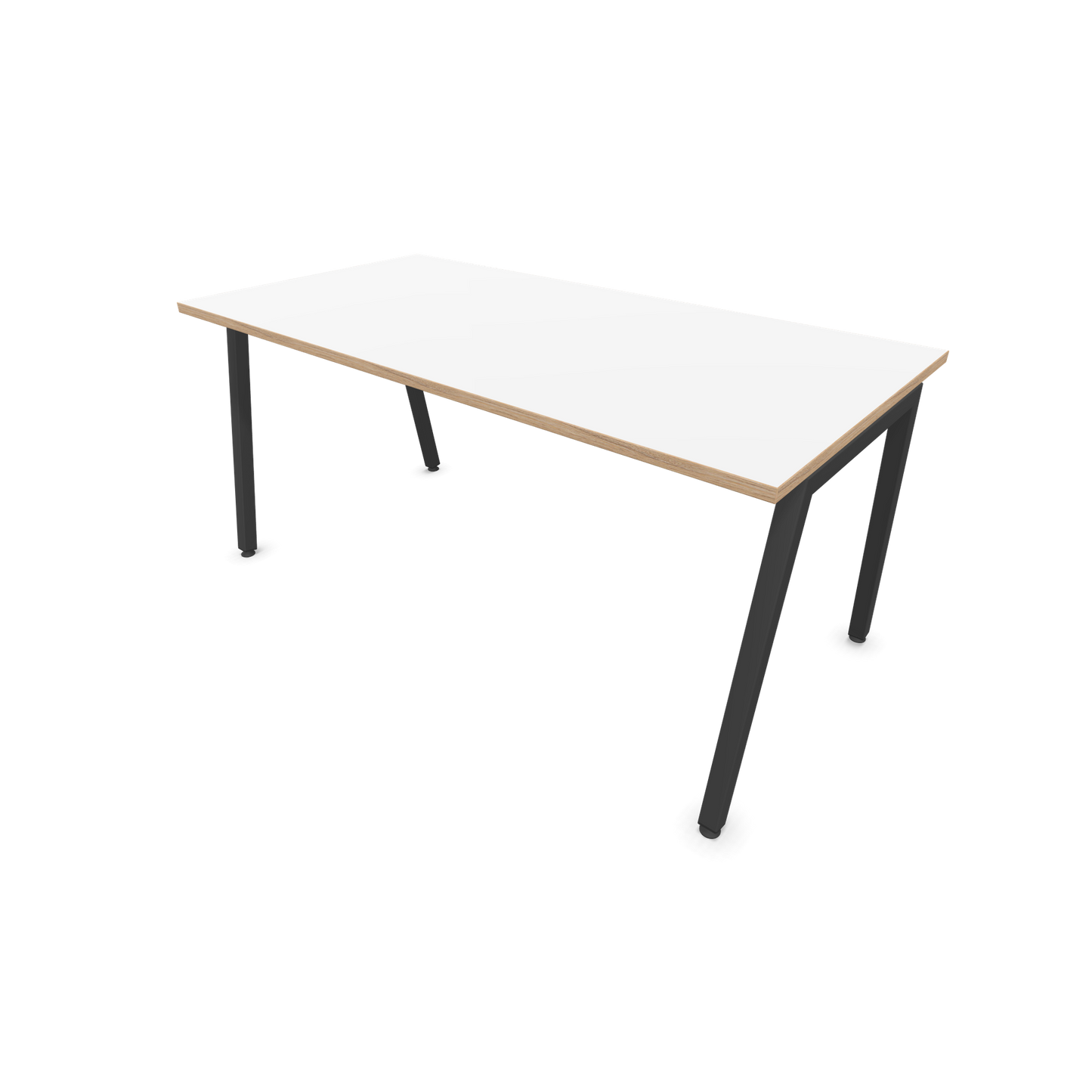 Narbutas Nova A Schreibtisch 1600x800mm -  Gestell Dunkelgrau  - Weiss mit Holzkante - 6023929