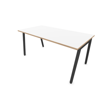 Narbutas Nova A Schreibtisch 1600x800mm -  Gestell Dunkelgrau  - Weiss mit Holzkante - 6023929