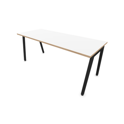 Narbutas Nova A Schreibtisch 1800x700mm - Gestell Schwarz  - Weiss mit Holzkante - 6023938