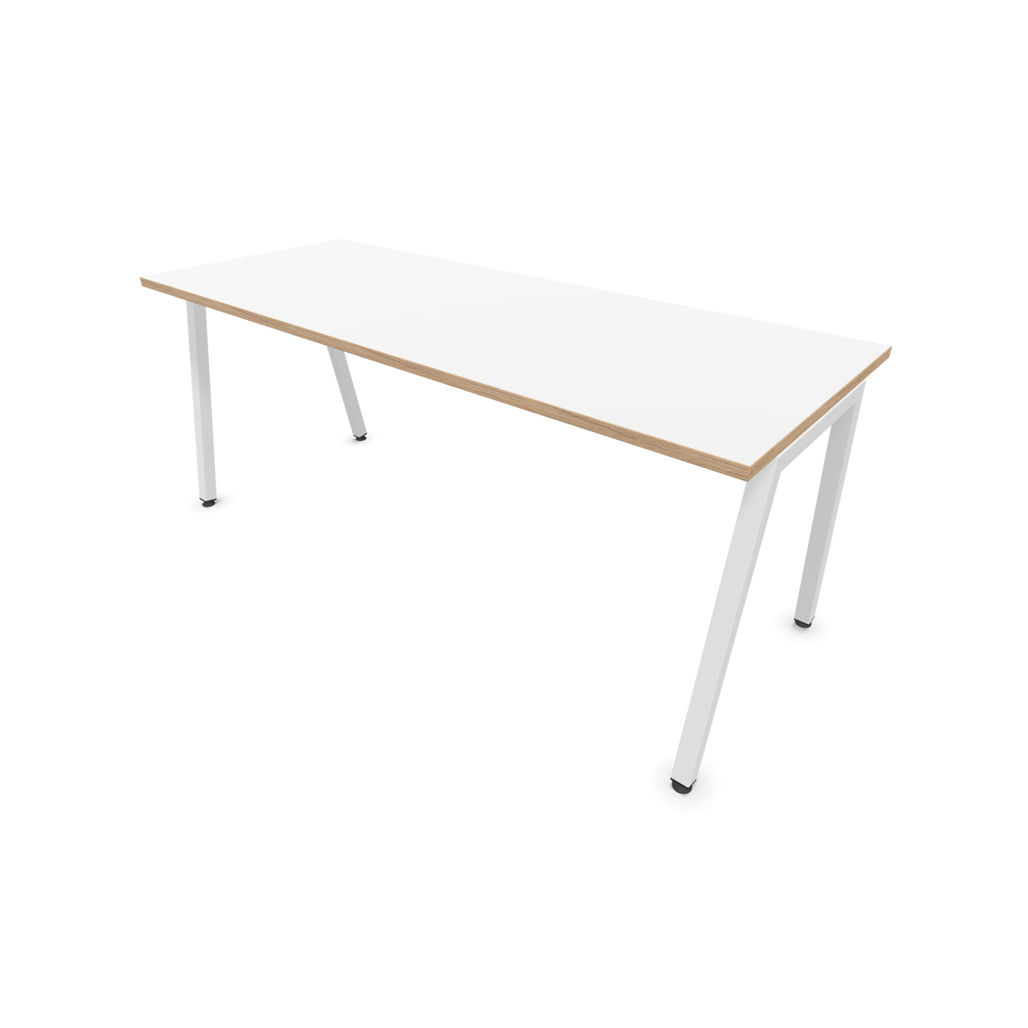 Narbutas Nova A Schreibtisch 1800x700mm - Gestell Weiss  - Weiss mit Holzkante - 6023947