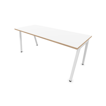 Narbutas Nova A Schreibtisch 1800x700mm - Gestell Weiss  - Weiss mit Holzkante - 6023947