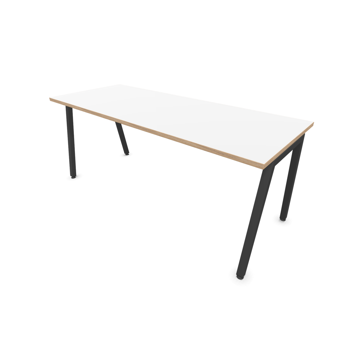 Narbutas Nova A Schreibtisch 1800x700mm -  Gestell Dunkelgrau  - Weiss mit Holzkante - 6023965