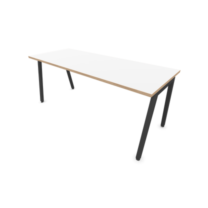Narbutas Nova A Schreibtisch 1800x700mm -  Gestell Dunkelgrau  - Weiss mit Holzkante - 6023965