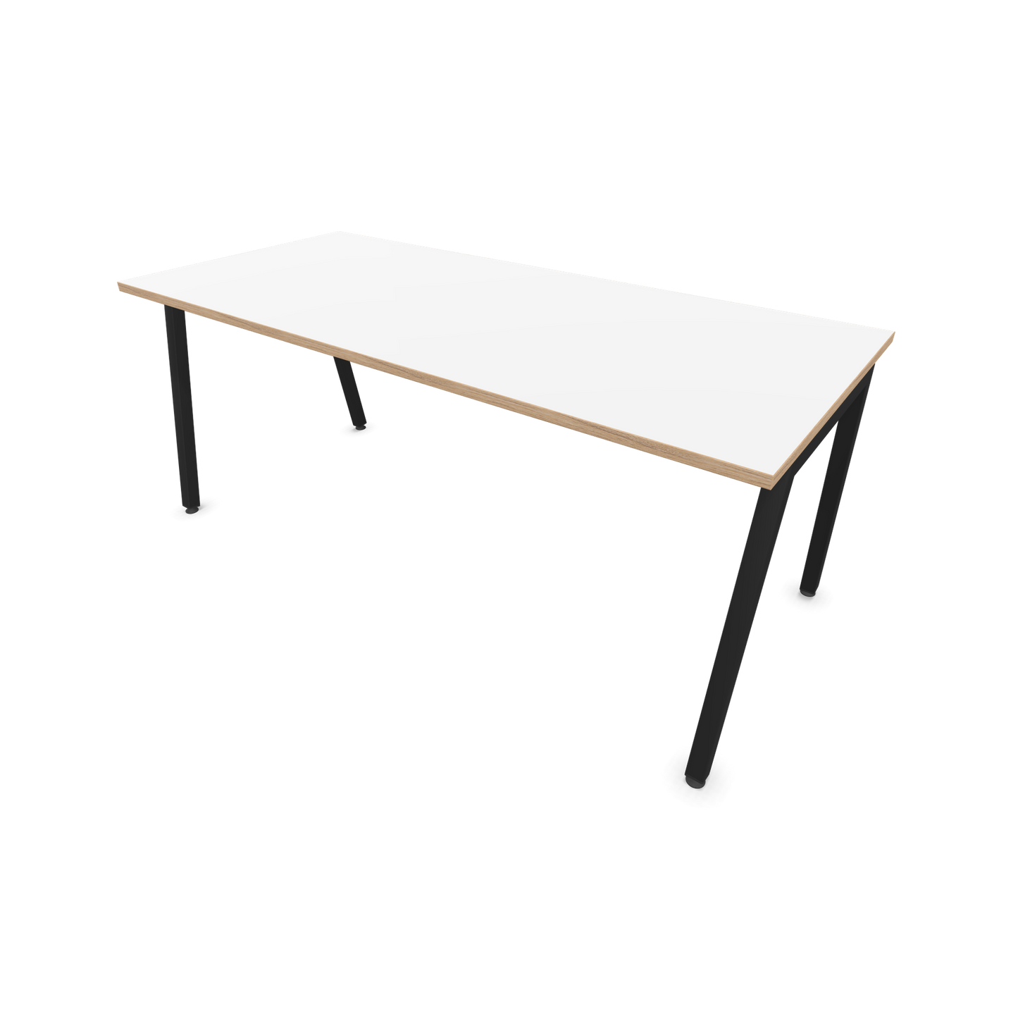 Narbutas Nova A Schreibtisch 1800x800mm - Gestell Schwarz  - Weiss mit Holzkante - 6023974