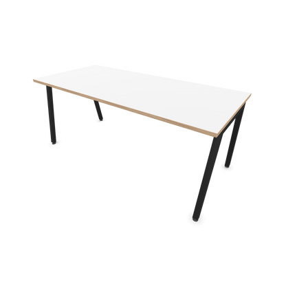 Narbutas Nova A Schreibtisch 1800x800mm - Gestell Schwarz  - Weiss mit Holzkante - 6023974
