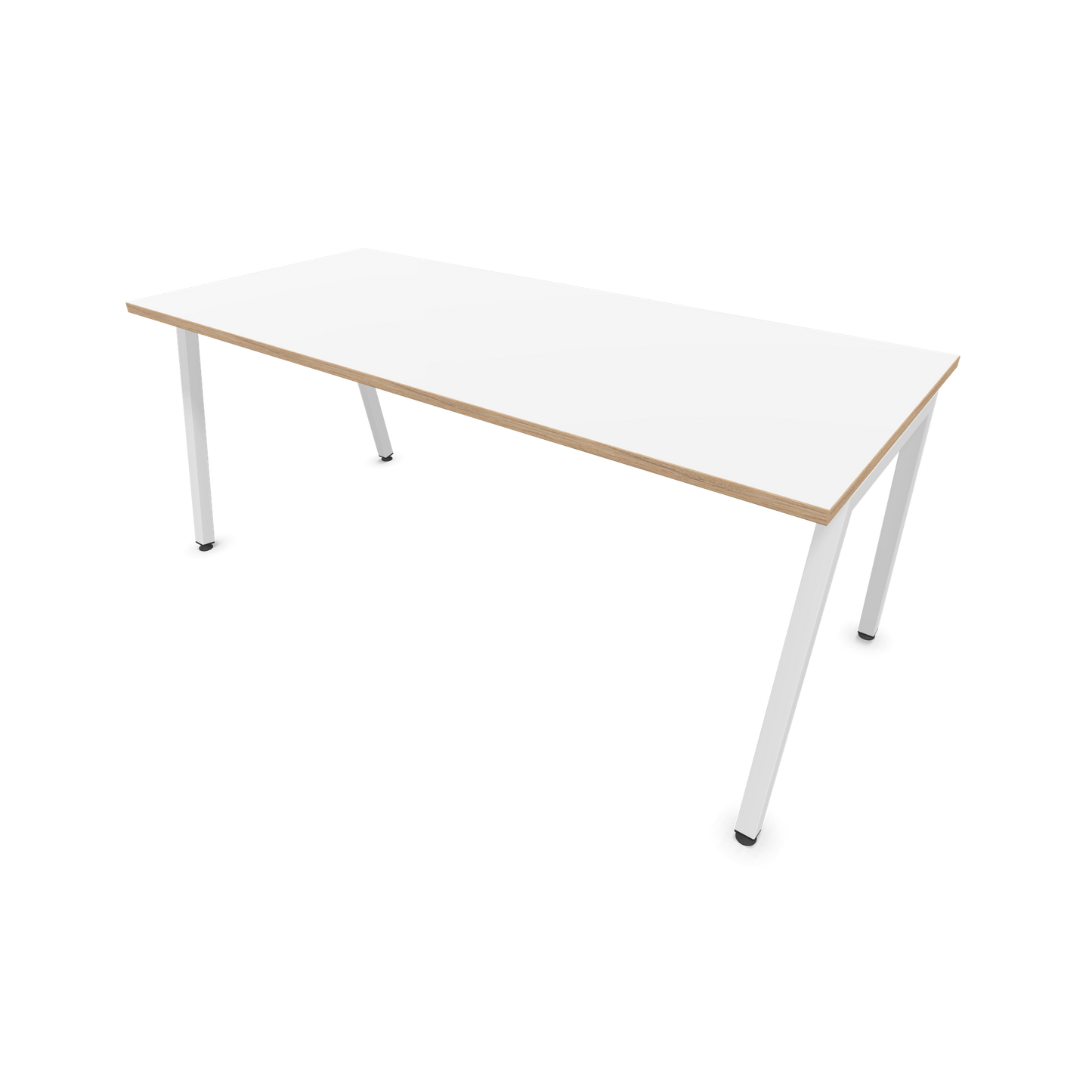 Narbutas Nova A Schreibtisch 1800x800mm - Gestell Weiss  - Weiss mit Holzkante - 6023983