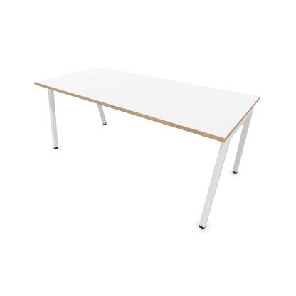Narbutas Nova A Schreibtisch 1800x800mm - Gestell Weiss  - Weiss mit Holzkante - 6023983