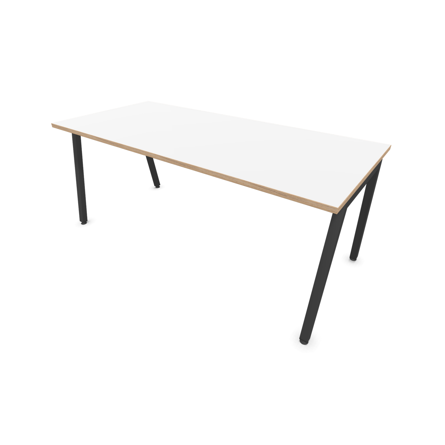 Narbutas Nova A Schreibtisch 1800x800mm -  Gestell Dunkelgrau  - Weiss mit Holzkante - 6024001