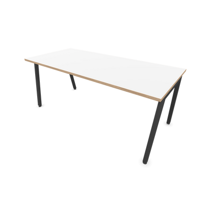 Narbutas Nova A Schreibtisch 1800x800mm -  Gestell Dunkelgrau  - Weiss mit Holzkante - 6024001