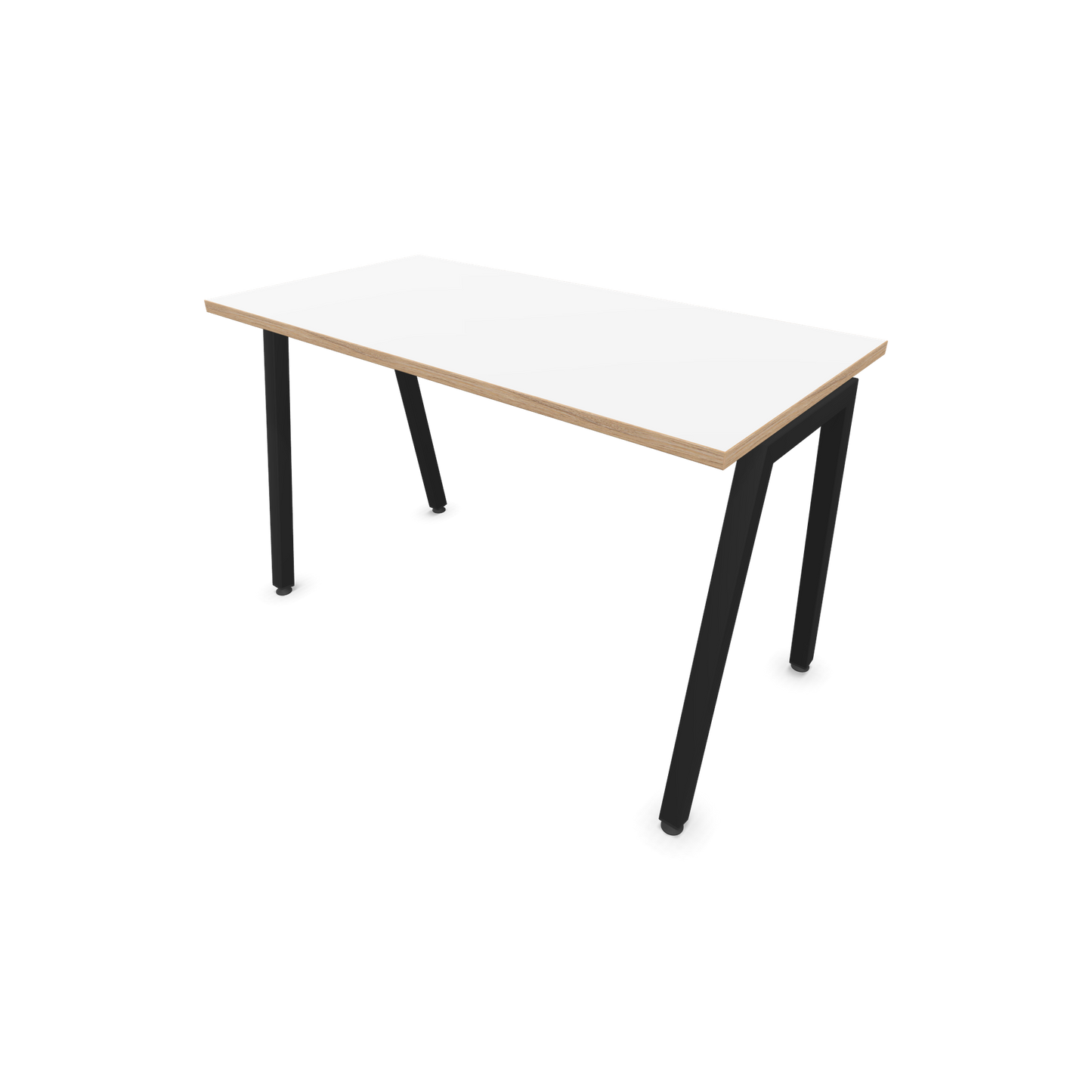 Narbutas Nova A Schreibtisch 1200x600mm - Gestell Schwarz  - Weiss mit Holzkante - 6024011