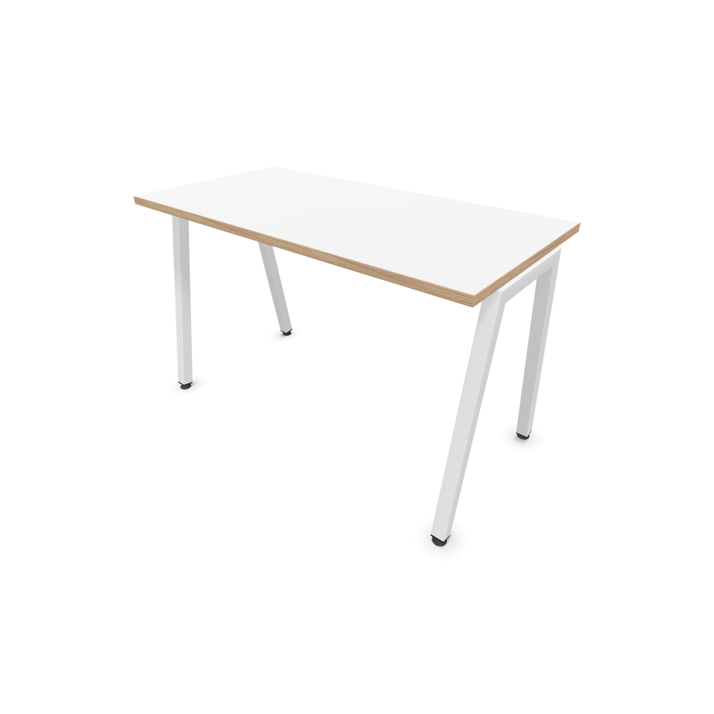 Narbutas Nova A Schreibtisch 1200x600mm - Gestell Weiss  - Weiss mit Holzkante - 6024020