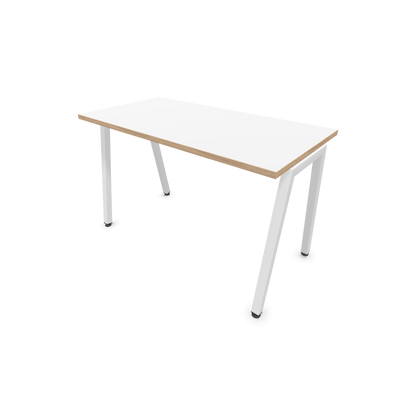 Narbutas Nova A Schreibtisch 1200x600mm - Gestell Weiss  - Weiss mit Holzkante - 6024020