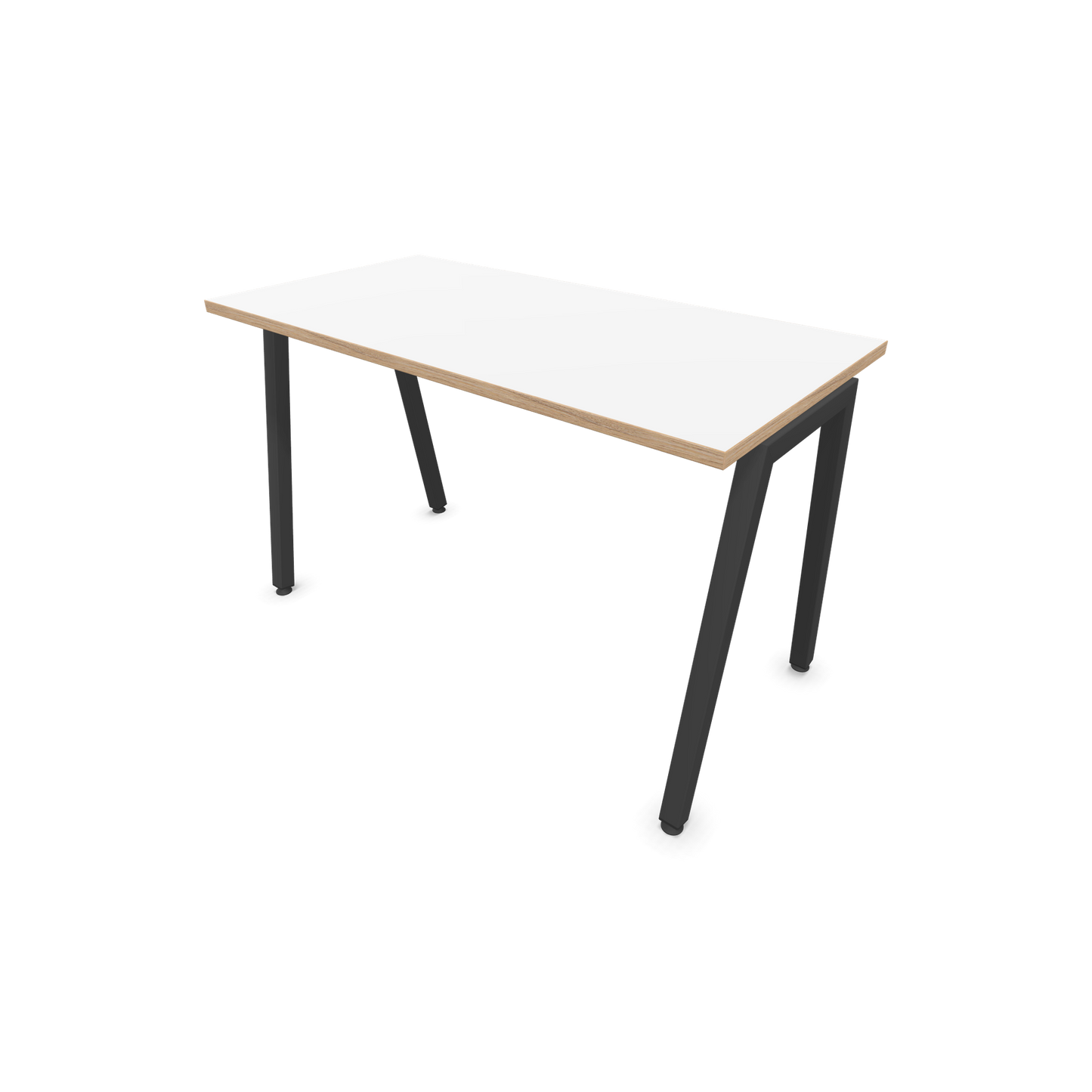 Narbutas Nova A Schreibtisch 1200x600mm -  Gestell Dunkelgrau  - Weiss mit Holzkante - 6024038