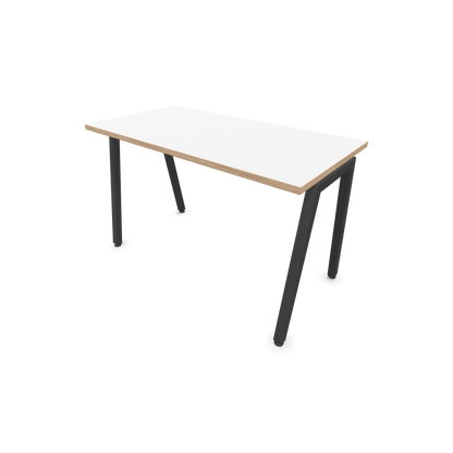 Narbutas Nova A Schreibtisch 1200x600mm -  Gestell Dunkelgrau  - Weiss mit Holzkante - 6024038