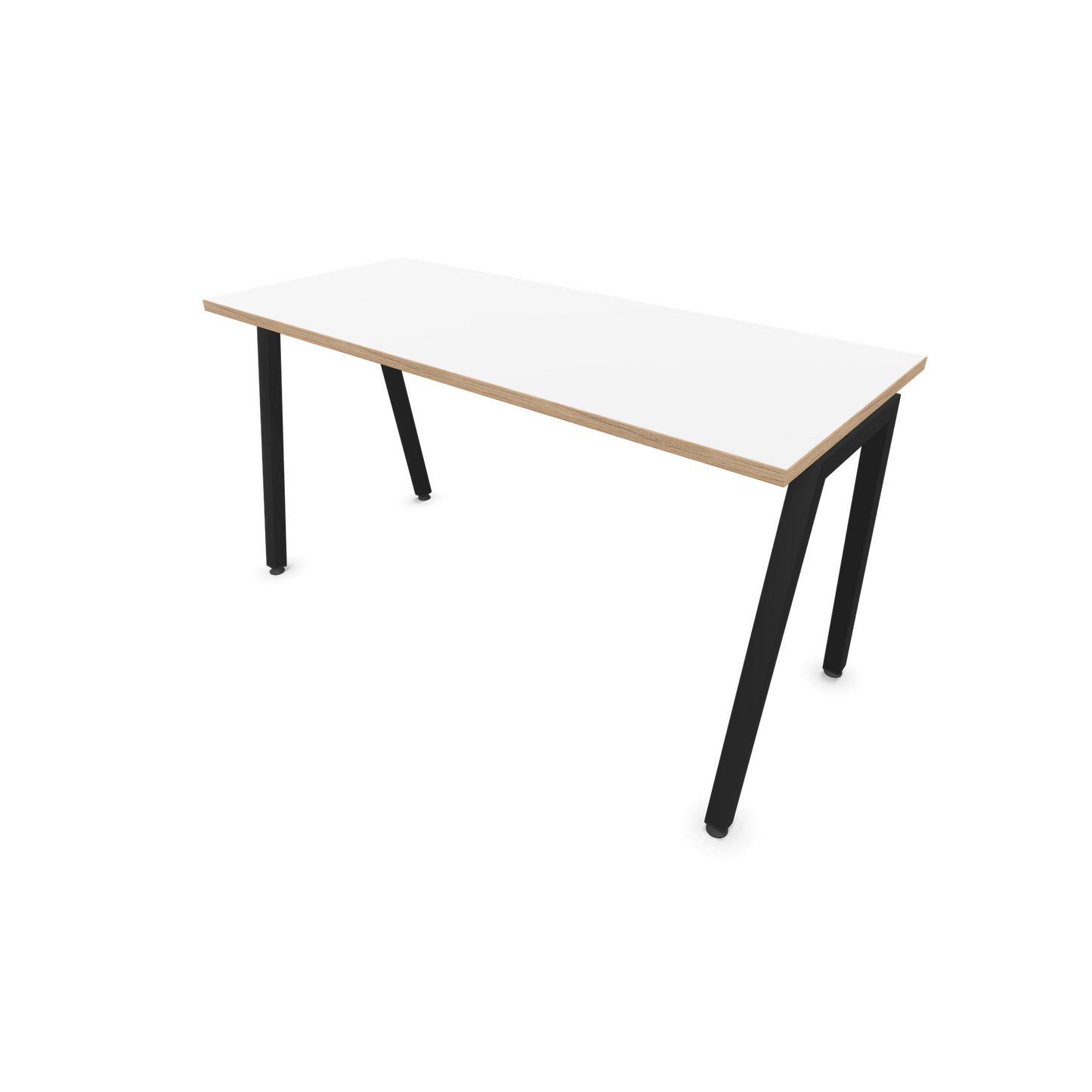 Narbutas Nova A Schreibtisch 1400x600mm - Gestell Schwarz  - Weiss mit Holzkante - 6024047