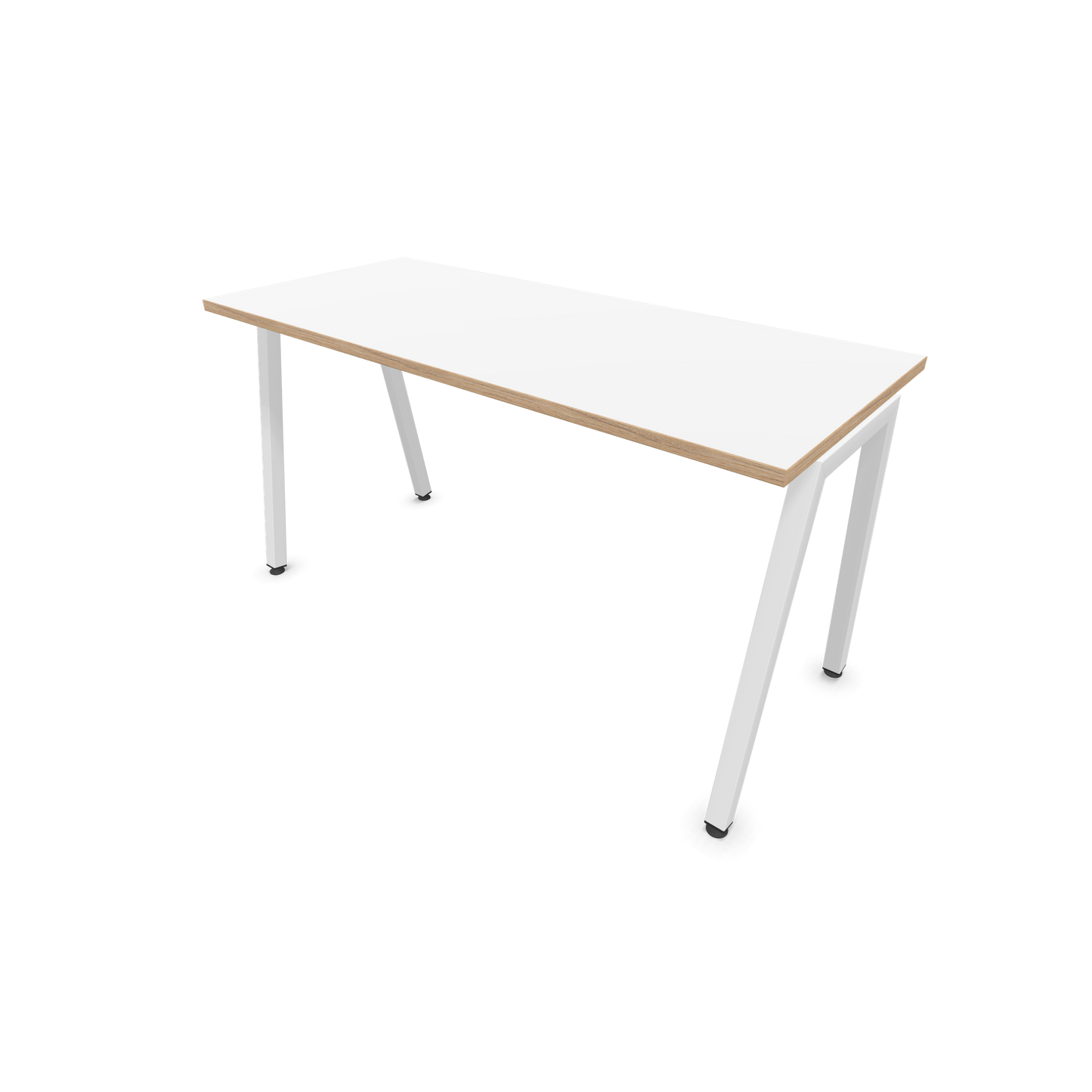 Narbutas Nova A Schreibtisch 1400x600mm - Gestell Weiss  - Weiss mit Holzkante - 6024056