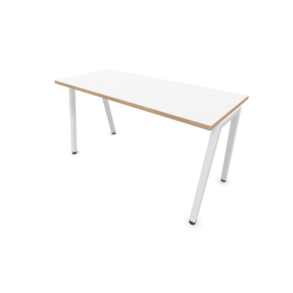 Narbutas Nova A Schreibtisch 1400x600mm - Gestell Weiss  - Weiss mit Holzkante - 6024056