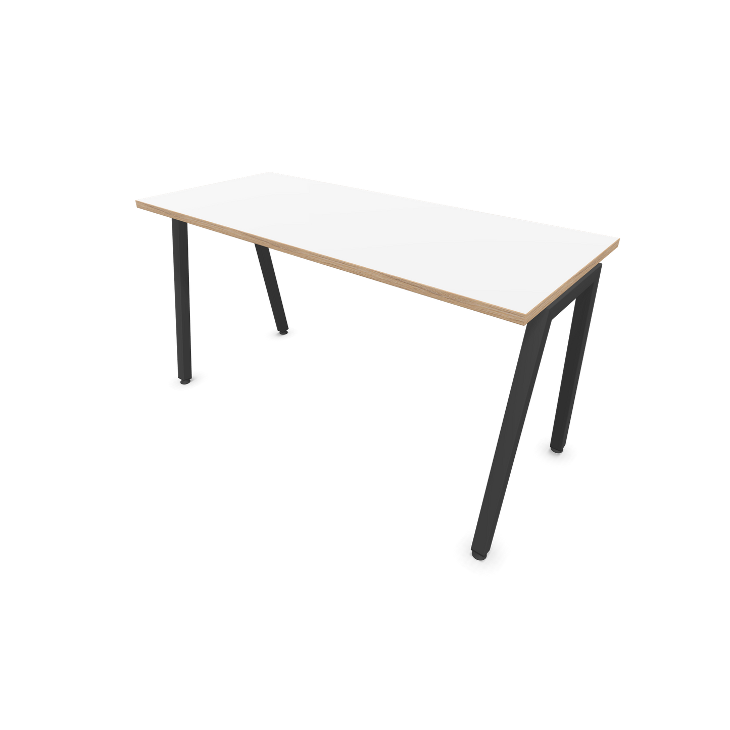 Narbutas Nova A Schreibtisch 1400x600mm -  Gestell Dunkelgrau  - Weiss mit Holzkante - 6024074