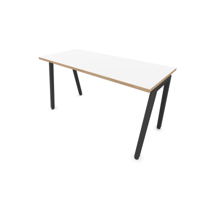 Narbutas Nova A Schreibtisch 1400x600mm -  Gestell Dunkelgrau  - Weiss mit Holzkante - 6024074