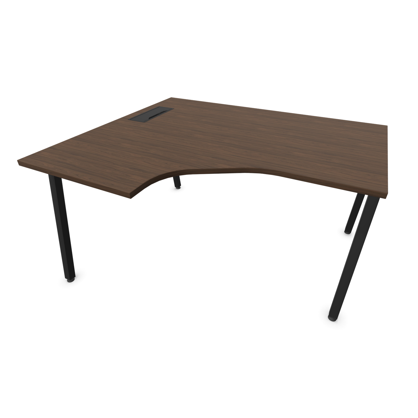 Narbutas Nova A Eckschreibtisch 1400x1200mm -  Gestell Schwarz - Ausrichtung Links - Nussbaumdekor dunkel - 6024080