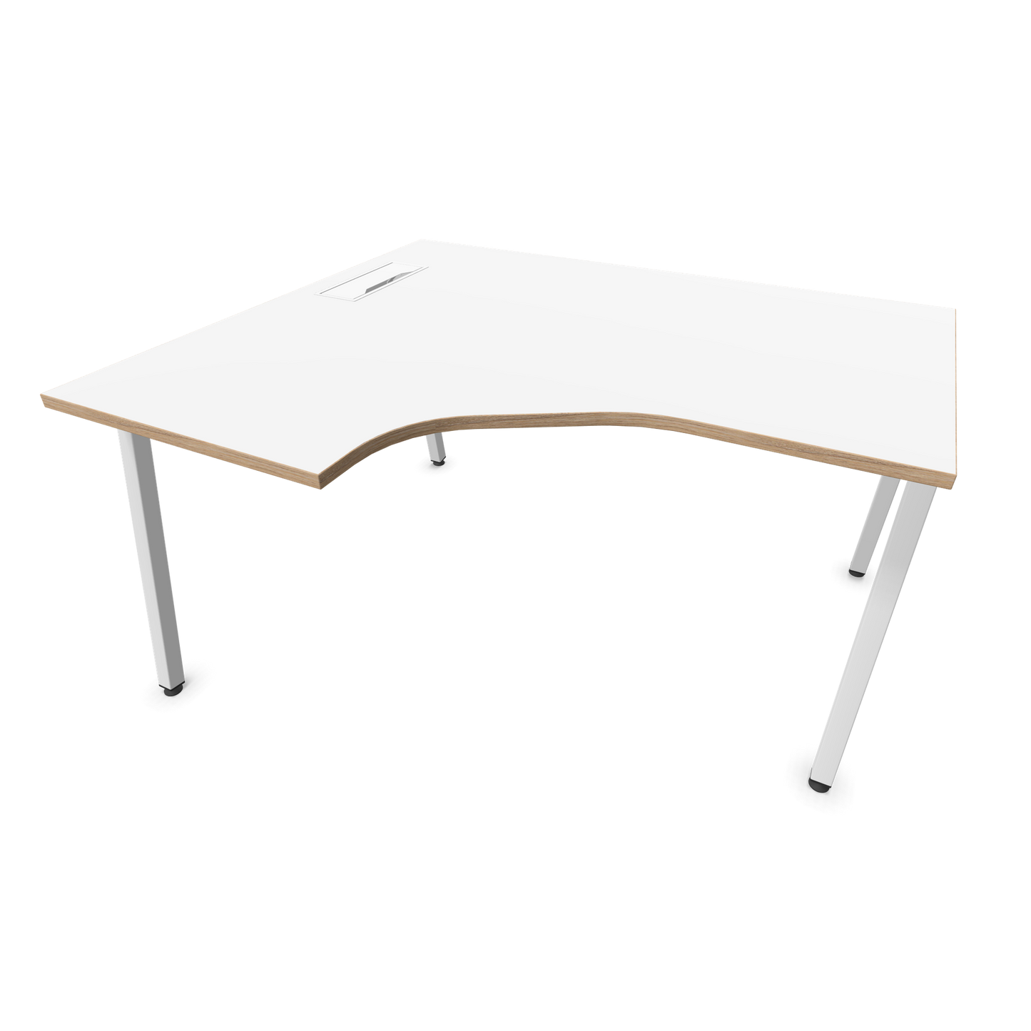 Narbutas Nova A Eckschreibtisch 1400x1200mm -  Gestell Weiss - Ausrichtung Links - Weiss mit Holzkante - 6024092