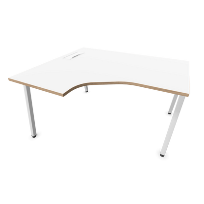 Narbutas Nova A Eckschreibtisch 1400x1200mm -  Gestell Weiss - Ausrichtung Links - Weiss mit Holzkante - 6024092