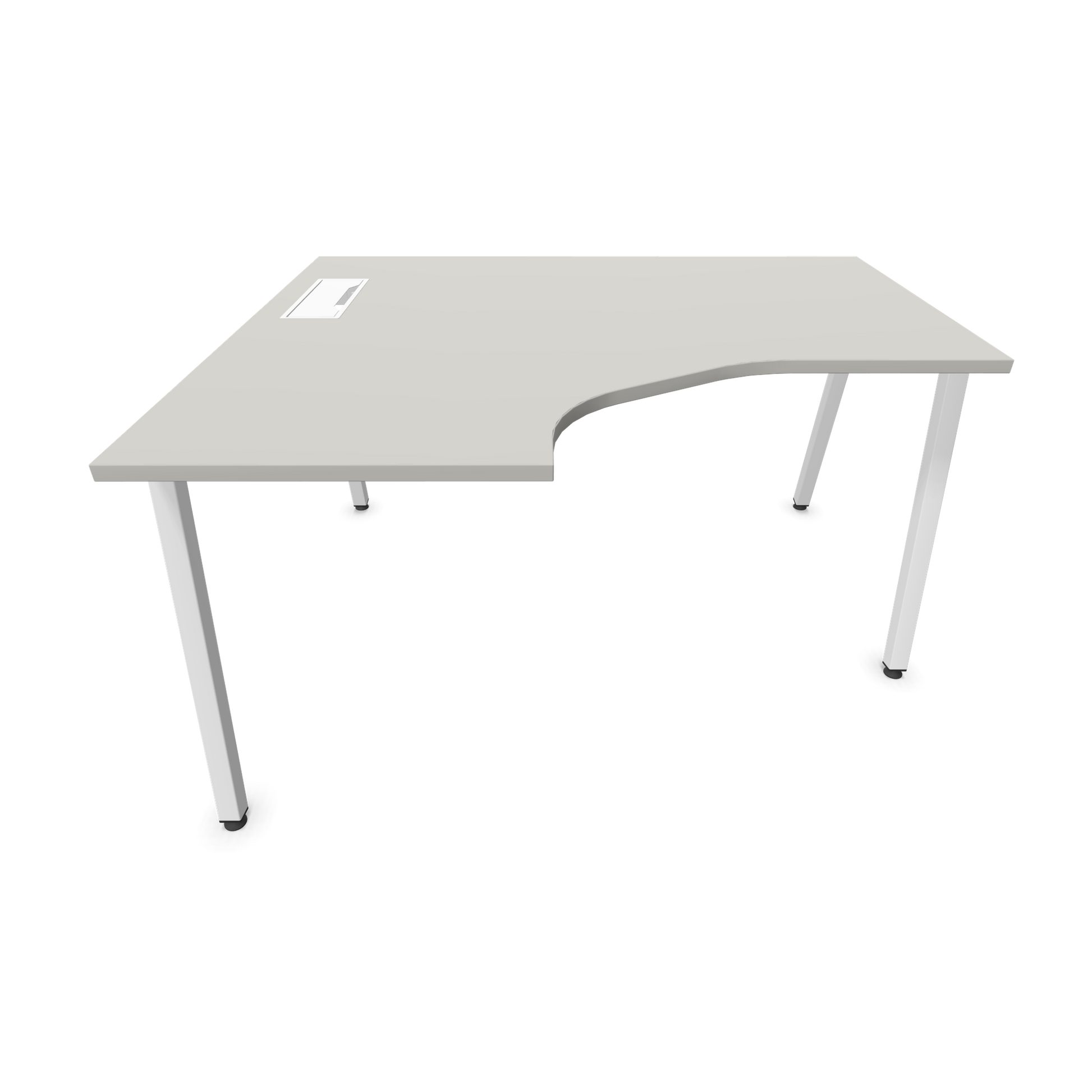 Narbutas Nova A Eckschreibtisch 1400x1200mm -  Gestell Weiss - Ausrichtung Links - Perlgrau  Frontansicht - 6024094
