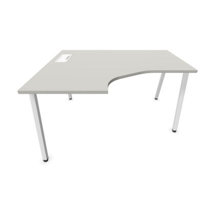 Narbutas Nova A Eckschreibtisch 1400x1200mm -  Gestell Weiss - Ausrichtung Links - Perlgrau  Frontansicht - 6024094