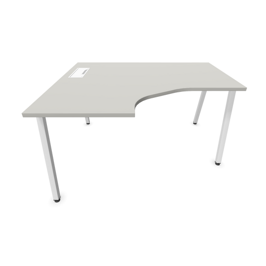 Narbutas Nova A Eckschreibtisch 1400x1200mm -  Gestell Weiss - Ausrichtung Links - Perlgrau  Frontansicht - 6024094