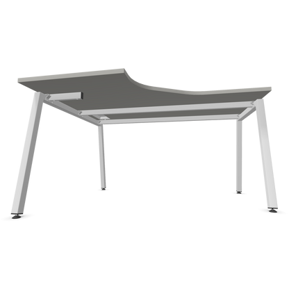 Narbutas Nova A Eckschreibtisch 1400x1200mm -  Gestell Weiss - Ausrichtung Links - Perlgrau Ansicht von unten - 6024094