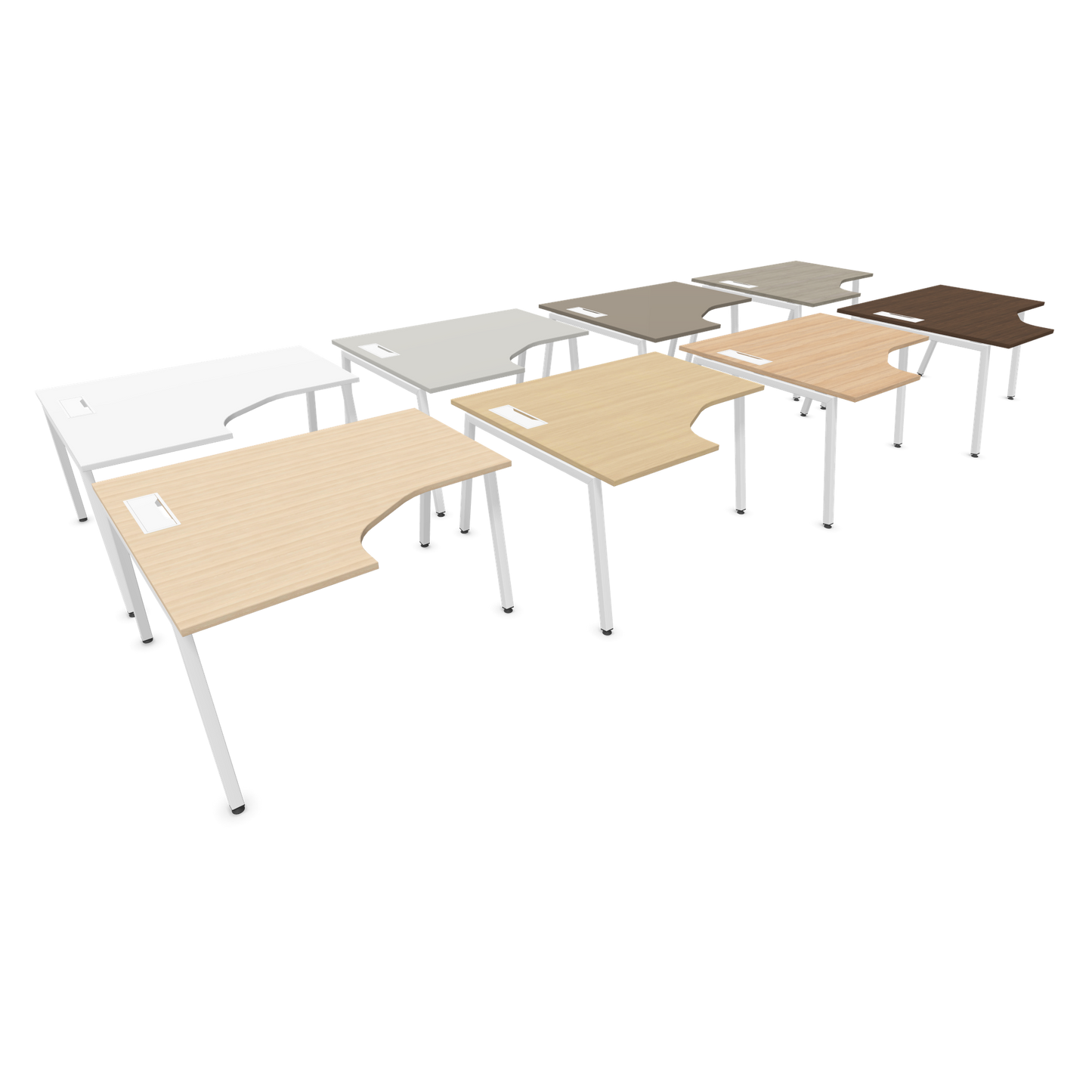 Narbutas Nova A Eckschreibtisch 1400x1200mm -  Gestell Weiss - Ausrichtung Links - Variantenansicht von der Seite - 6024094