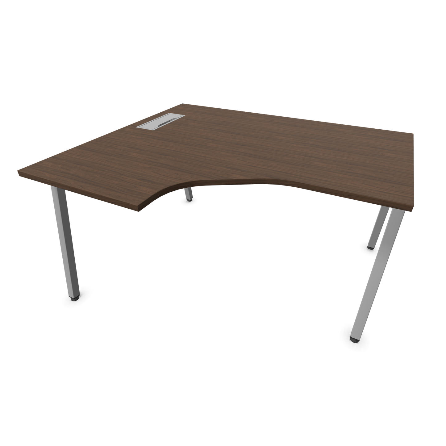 Narbutas Nova A Eckschreibtisch 1400x1200mm -  Gestell Silbergrau - Ausrichtung Links - Nussbaumdekor dunkel - 6024098