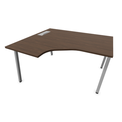Narbutas Nova A Eckschreibtisch 1400x1200mm -  Gestell Silbergrau - Ausrichtung Links - Nussbaumdekor dunkel - 6024098