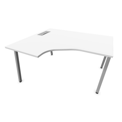 Narbutas Nova A Eckschreibtisch 1400x1200mm -  Gestell Silbergrau - Ausrichtung Links - Weiss - 6024100
