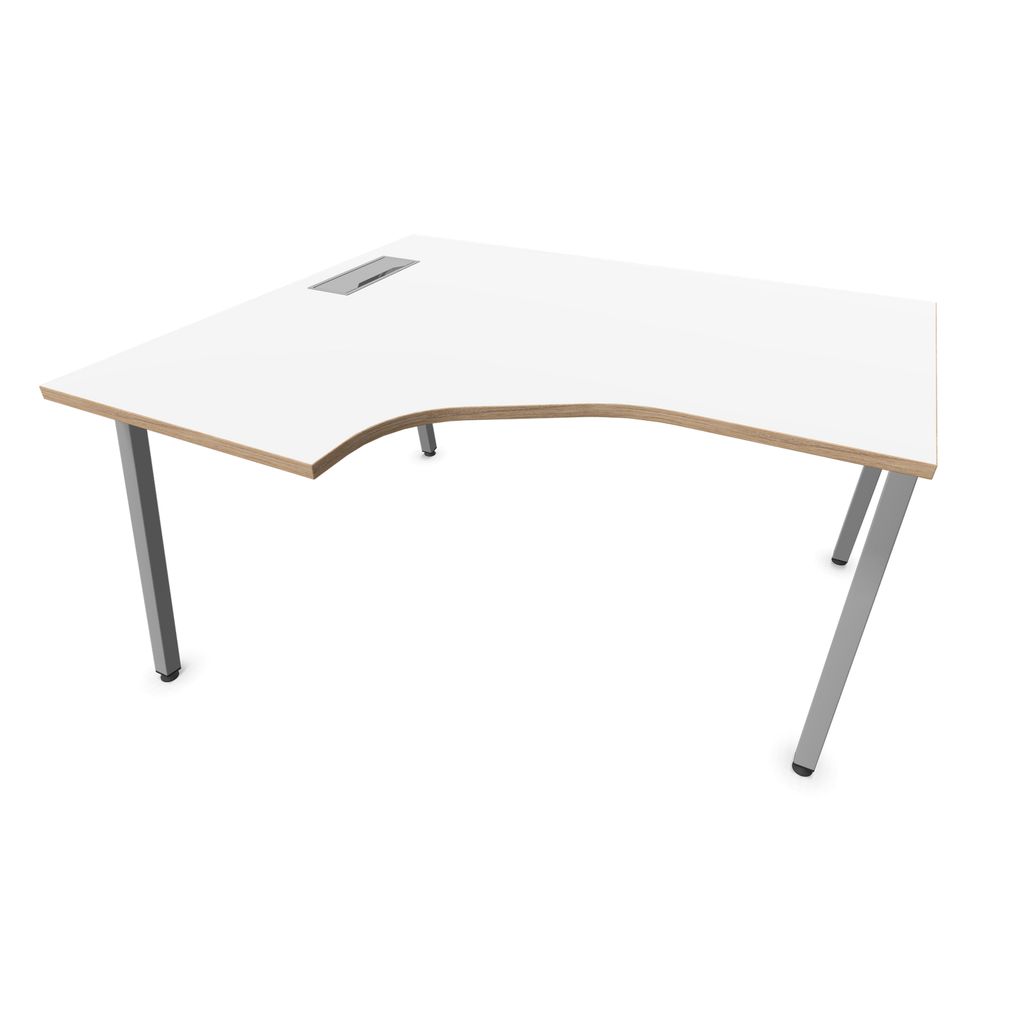 Narbutas Nova A Eckschreibtisch 1400x1200mm -  Gestell Silbergrau - Ausrichtung Links - Weiss mit Holzkante - 6024101