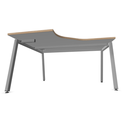 Narbutas Nova A Eckschreibtisch 1400x1200mm -  Gestell Silbergrau - Ausrichtung Links - Weiss mit Holzkante Ansicht von unten - 6024101