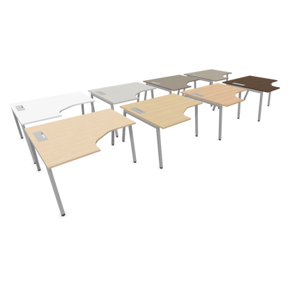 Narbutas Nova A Eckschreibtisch 1400x1200mm -  Gestell Silbergrau - Ausrichtung Links - Tischplatten Varianten seitlich Frontal - 6024101