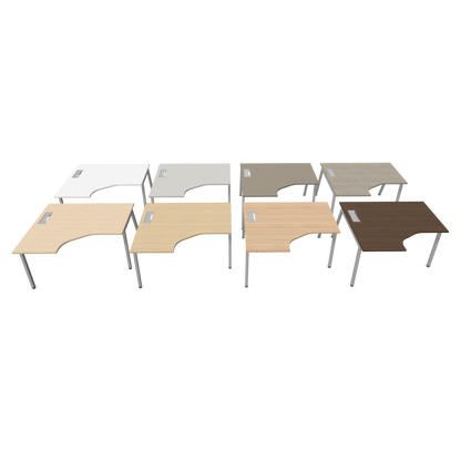 Narbutas Nova A Eckschreibtisch 1400x1200mm -  Gestell Silbergrau - Ausrichtung Links - Tischplatten Varianten Frontal - 6024101