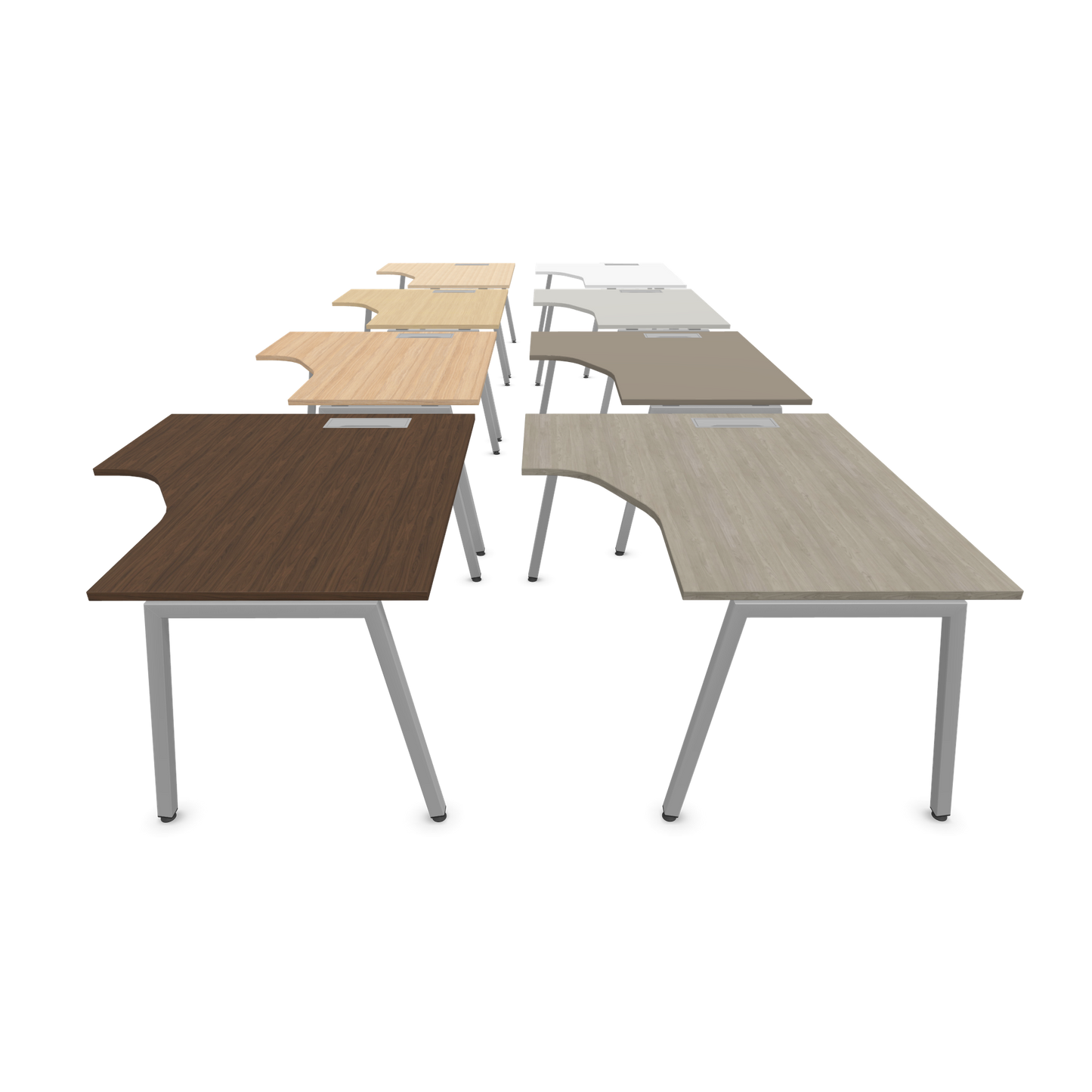 Narbutas Nova A Eckschreibtisch 1400x1200mm -  Gestell Silbergrau - Ausrichtung Links - Tischplatten Varianten seitlich - 6024101