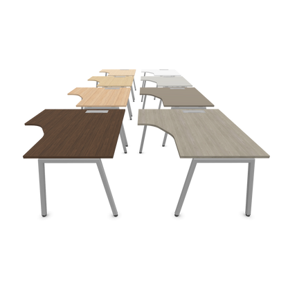 Narbutas Nova A Eckschreibtisch 1400x1200mm -  Gestell Silbergrau - Ausrichtung Links - Tischplatten Varianten seitlich - 6024101