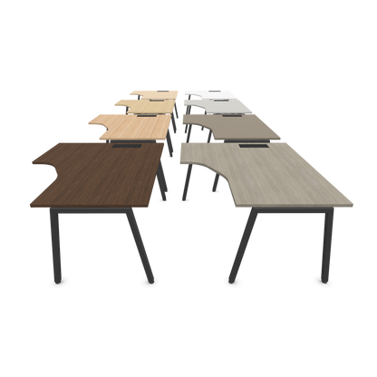Narbutas Nova A Eckschreibtisch 1400x1200mm -  Gestell Dunkelgrau - Ausrichtung Links - mit Tischplattenvarianten von der Seite - 6024104