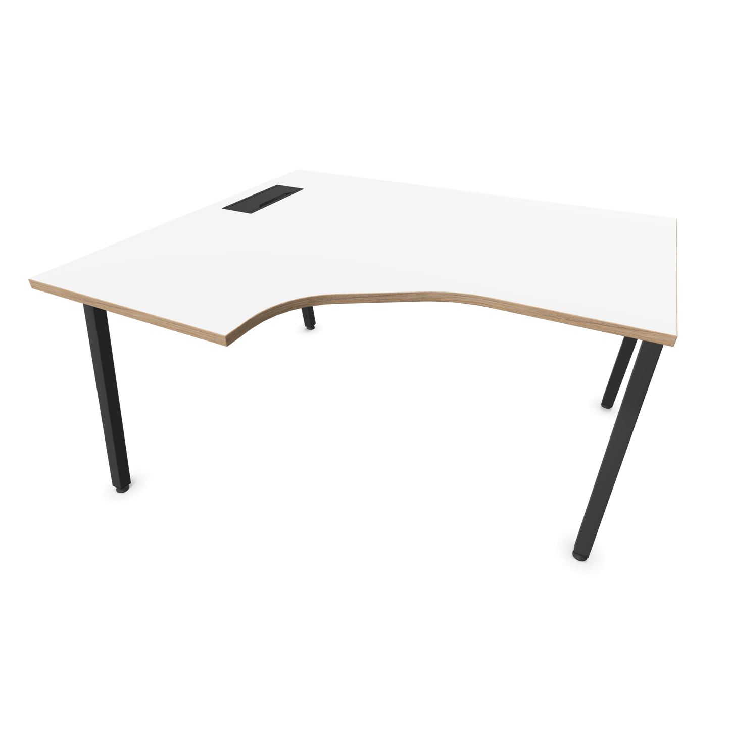 Narbutas Nova A Eckschreibtisch 1400x1200mm -  Gestell Dunkelgrau - Ausrichtung Links - Weiss mit Holzkante - 6024110