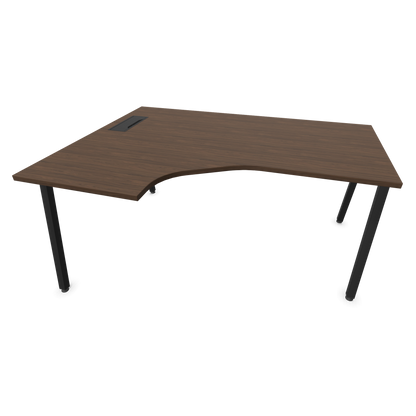 Narbutas Nova A Eckschreibtisch 1600x1200mm -  Gestell Schwarz - Ausrichtung Links - Nussbaumdekor dunkel - 6024116