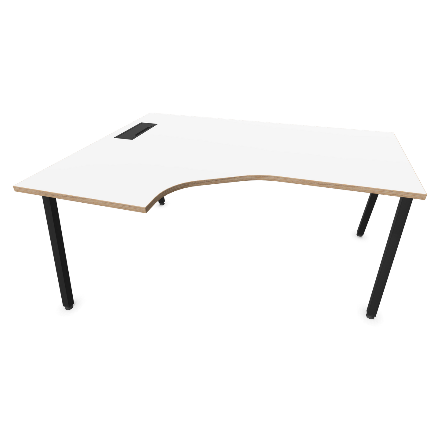 Narbutas Nova A Eckschreibtisch 1600x1200mm -  Gestell Schwarz - Ausrichtung Links - Weiss mit Holzkante - 6024119