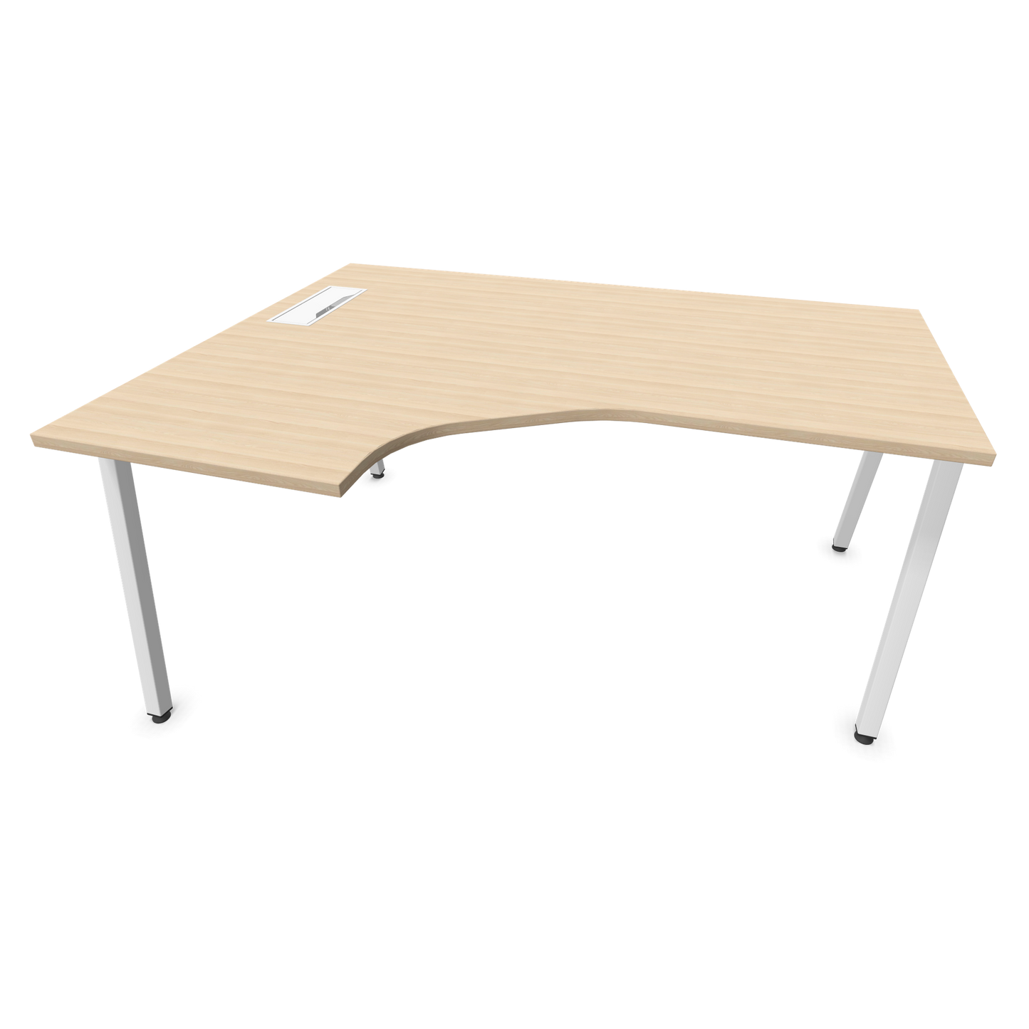 Narbutas Nova A Eckschreibtisch 1600x1200mm -  Gestell Weiss - Ausrichtung Links - Eschendekor sandbeige - 6024124