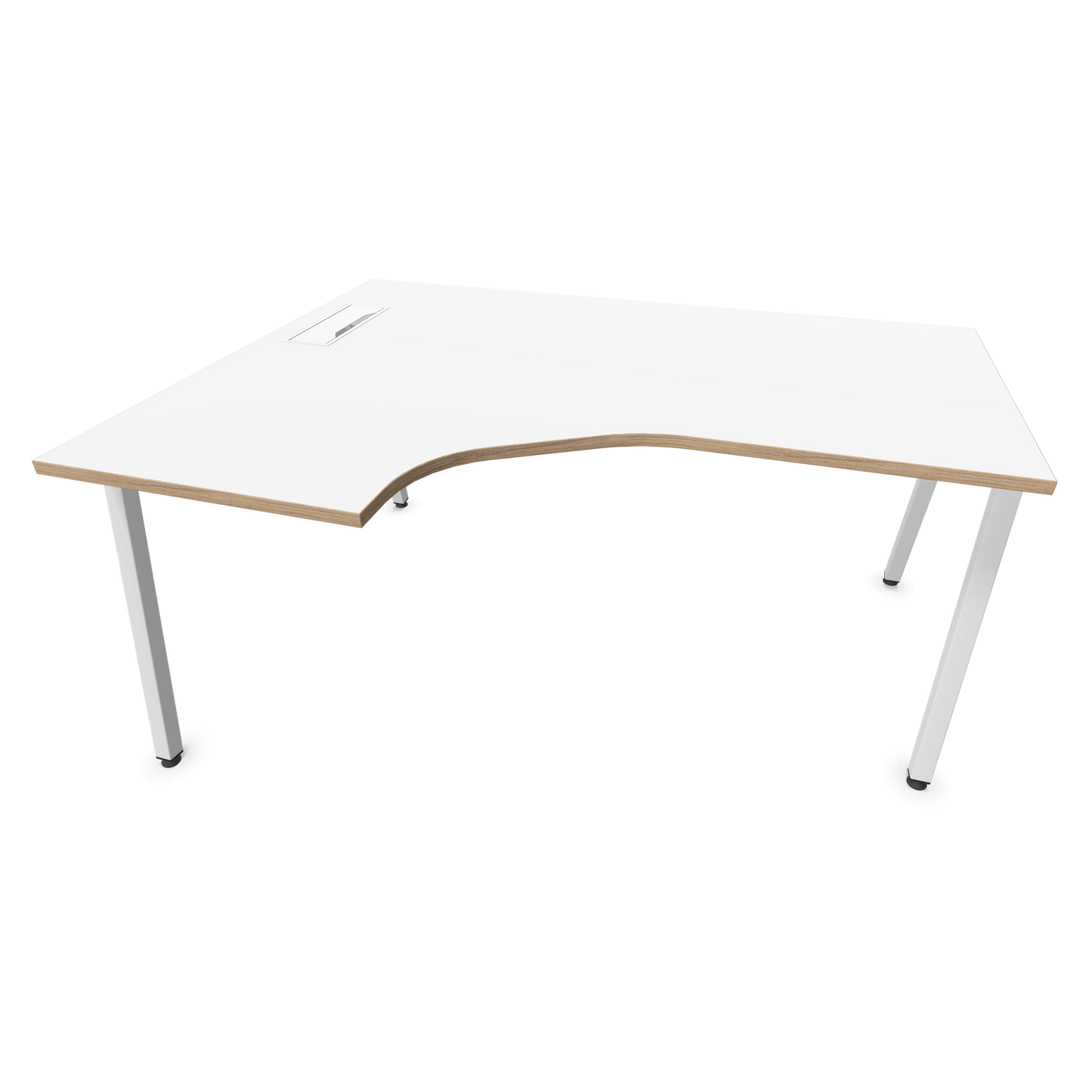 Narbutas Nova A Eckschreibtisch 1600x1200mm -  Gestell Weiss - Ausrichtung Links - Weiss mit Holzkante - 6024128