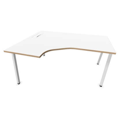 Narbutas Nova A Eckschreibtisch 1600x1200mm -  Gestell Weiss - Ausrichtung Links - Weiss mit Holzkante - 6024128